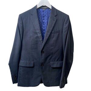 INDOCHINE Mens Blazer Navy Blue Sz 36 Approx. Wool Silk Blend All Season Bespoke